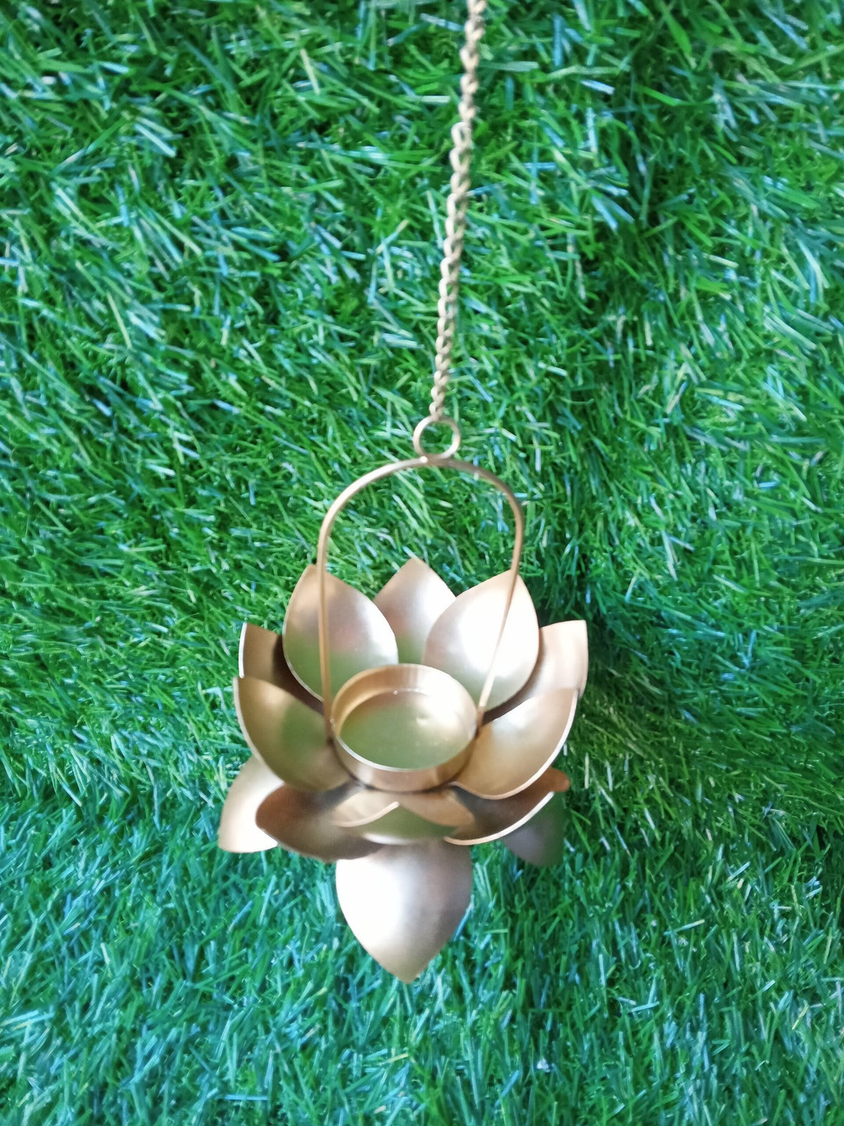 Hanging Metal Lotus With Tealight Candle Holder