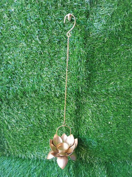 Hanging Metal Lotus With Tealight Candle Holder