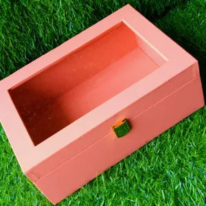 Acrylic Leather Trunk Box (Peach) - 10*7inch