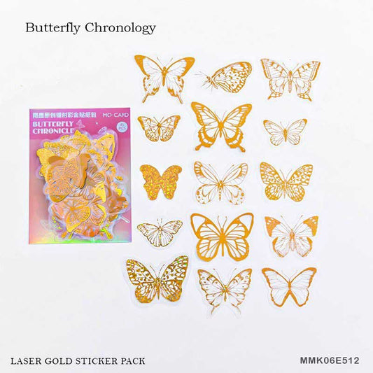 Butterfly Chronicle Golden Decorative Sticker - 45pc