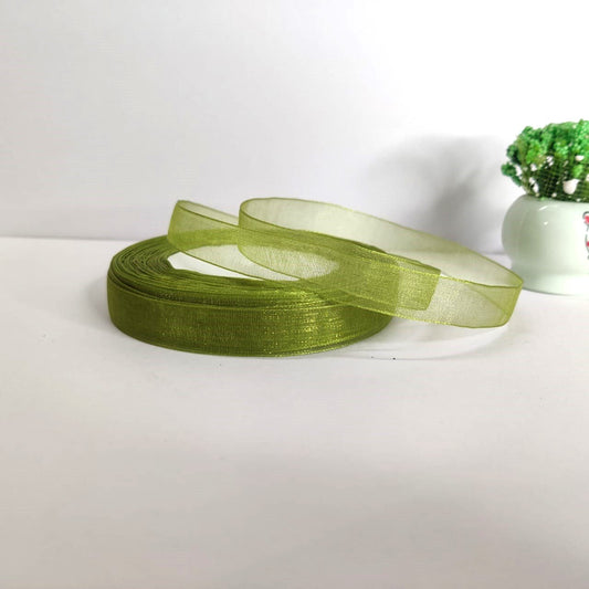 Mehndi Green Organza Ribbon – 1/2inch