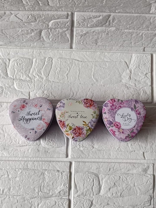 Multi Colour Heart Tin Box - 1pc