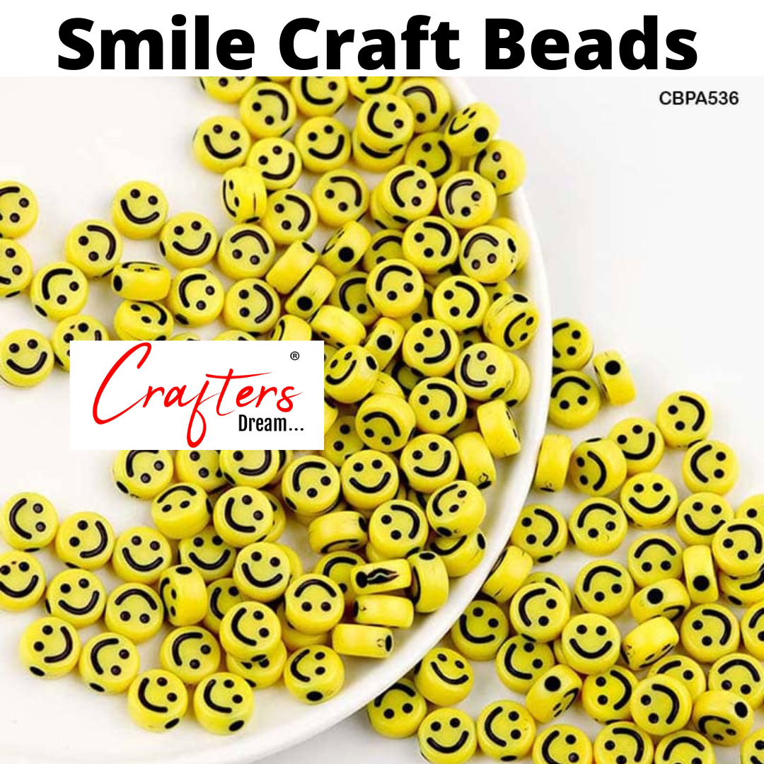 Smile Round Craft Beads- 25 gm