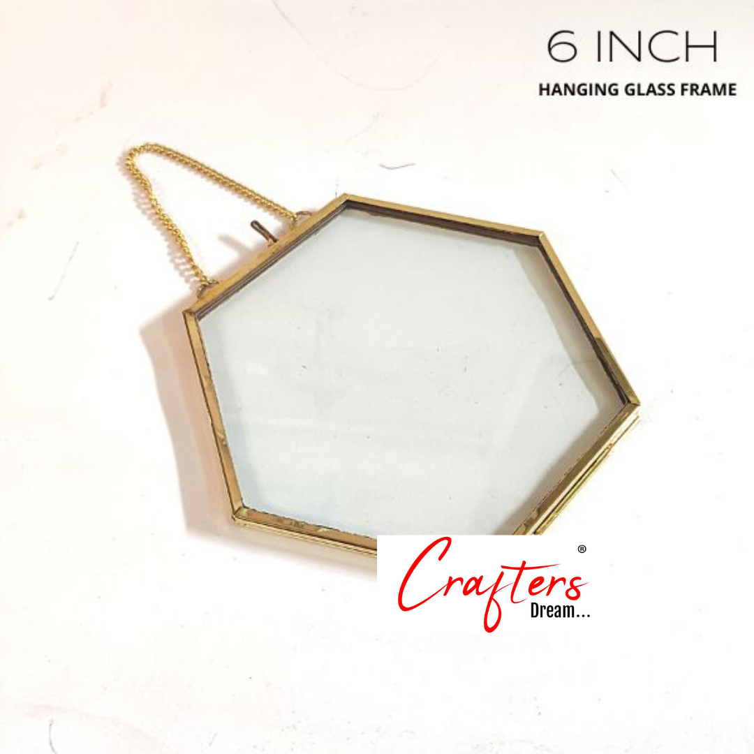 Hanging Hexagon Vintage Glass Frame – 6*5inch