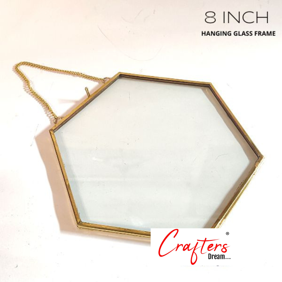 Hanging Hexagon Vintage Glass Frame – 8*7inch
