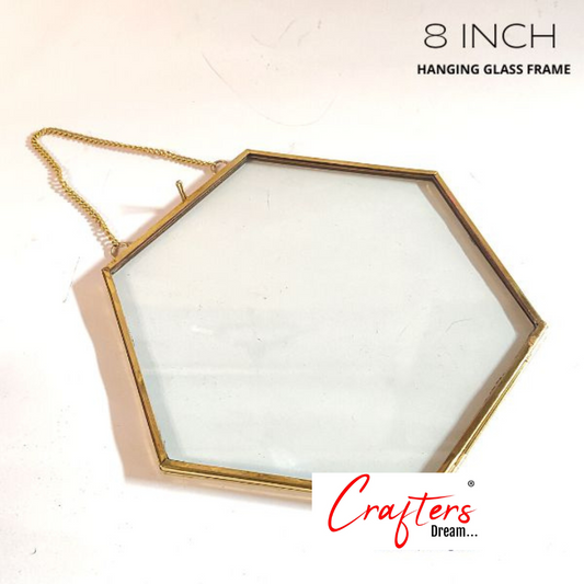 Hanging Hexagon Vintage Glass Frame – 8*7inch