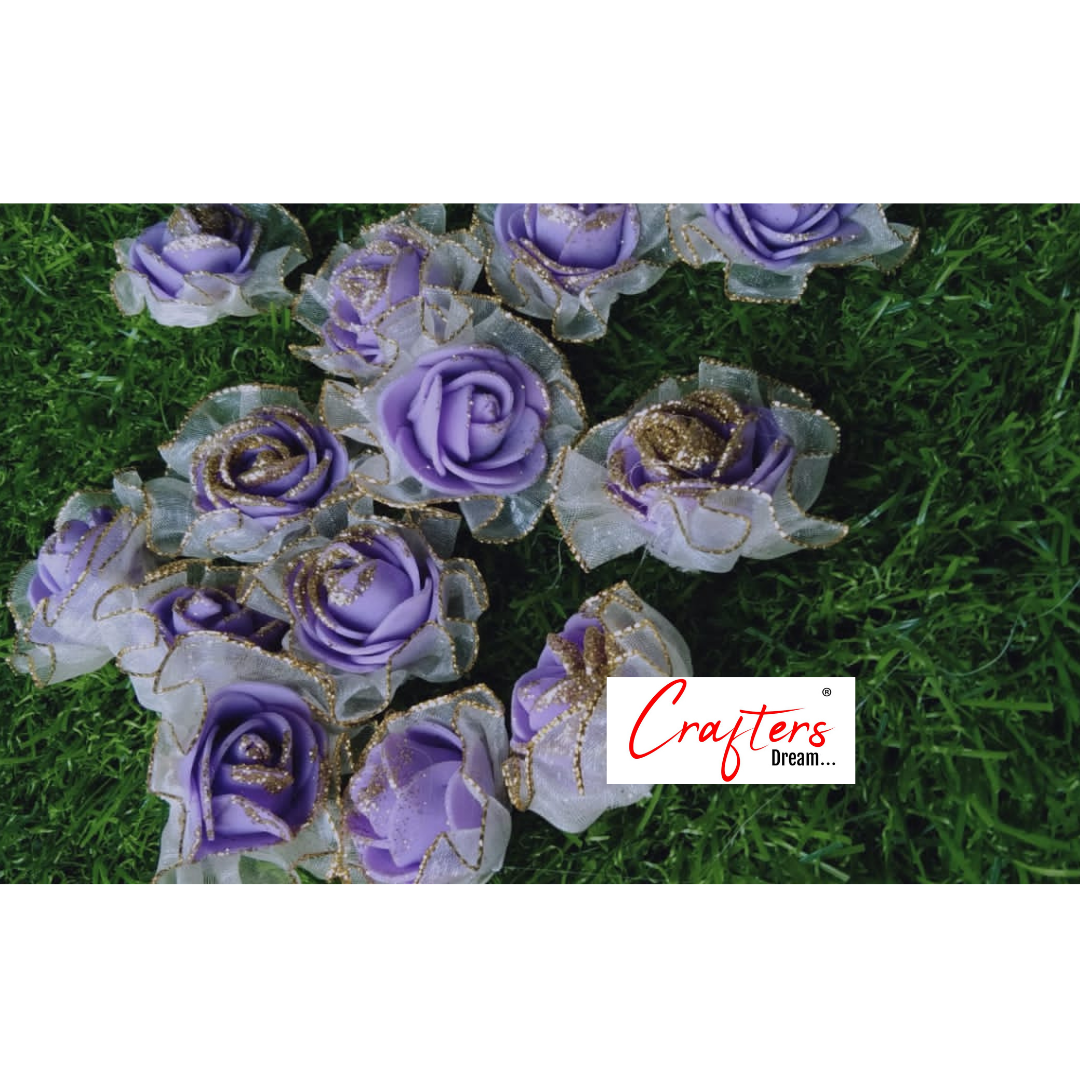 Purple Net Foam Flower - 10pcs
