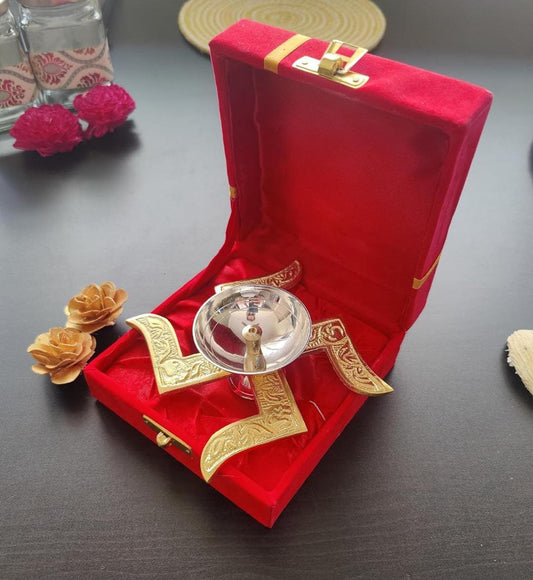 Brass Swastik Diya (4.5*4.5*2inch) with Gift Box