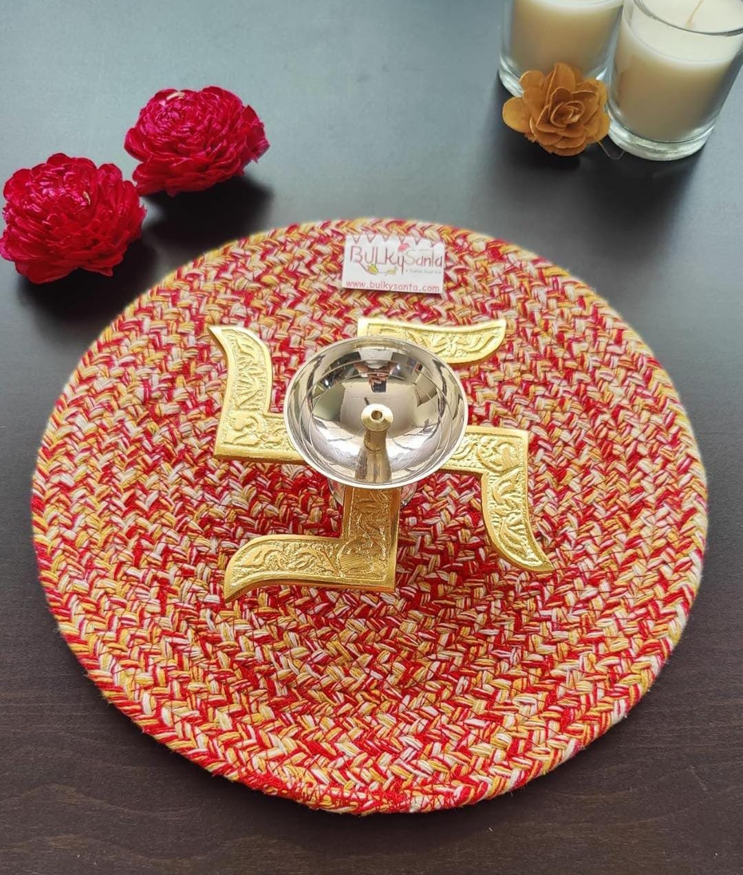 Brass Swastik Diya (4.5*4.5*2inch) with Gift Box
