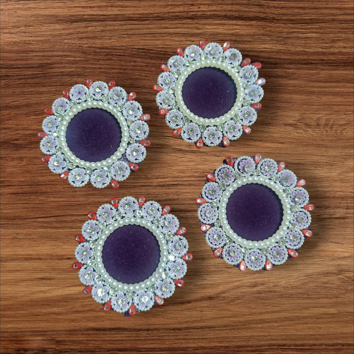 White Pearl Purple Buti Patches - 5pc