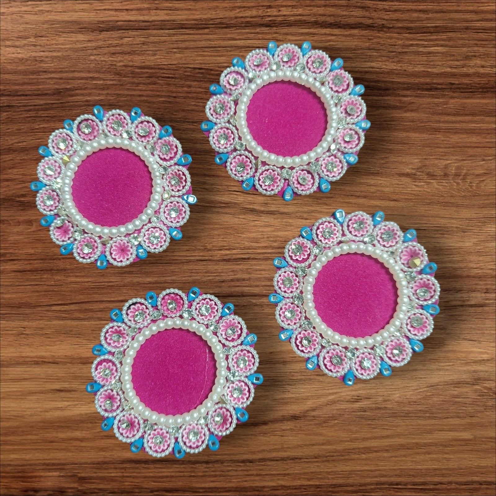 White Pearl Pink Buti Patches – 5pc