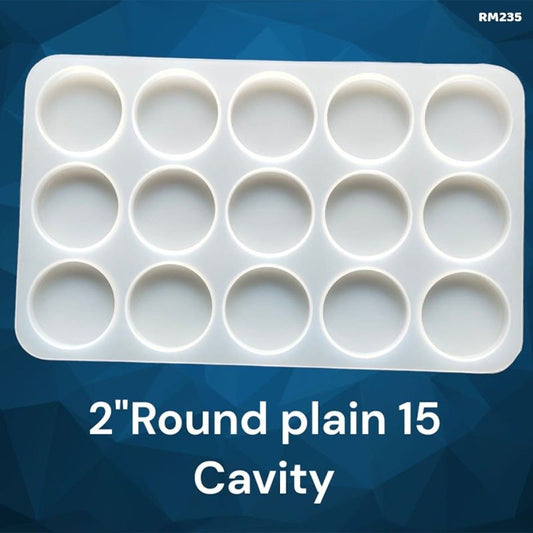 15 Cavity Plain Round Silicone Mould 2inch 50mm (RM235)