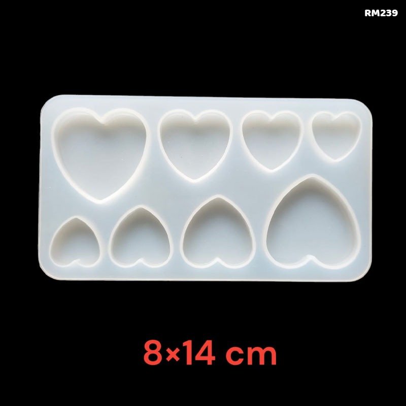 8 Cavity Heart Silicon Mould (RM239) - 14*8cm