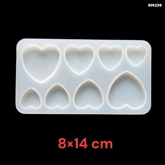 8 Cavity Heart Silicon Mould (RM239) - 14*8cm