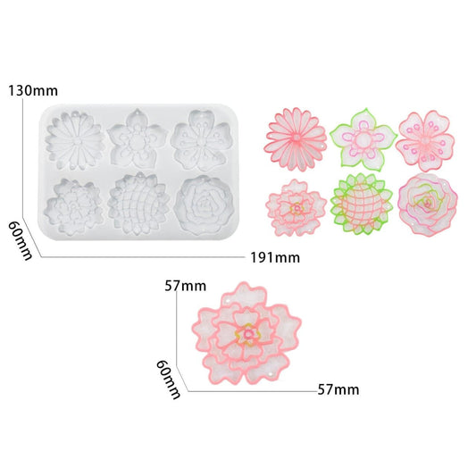 6 Cavity Floral Keychain & Pendant Mould - (SM0888)