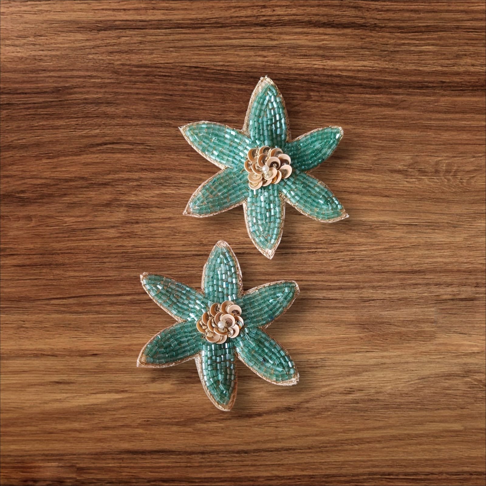 Sea Green Flower Buti Patches - 10pc