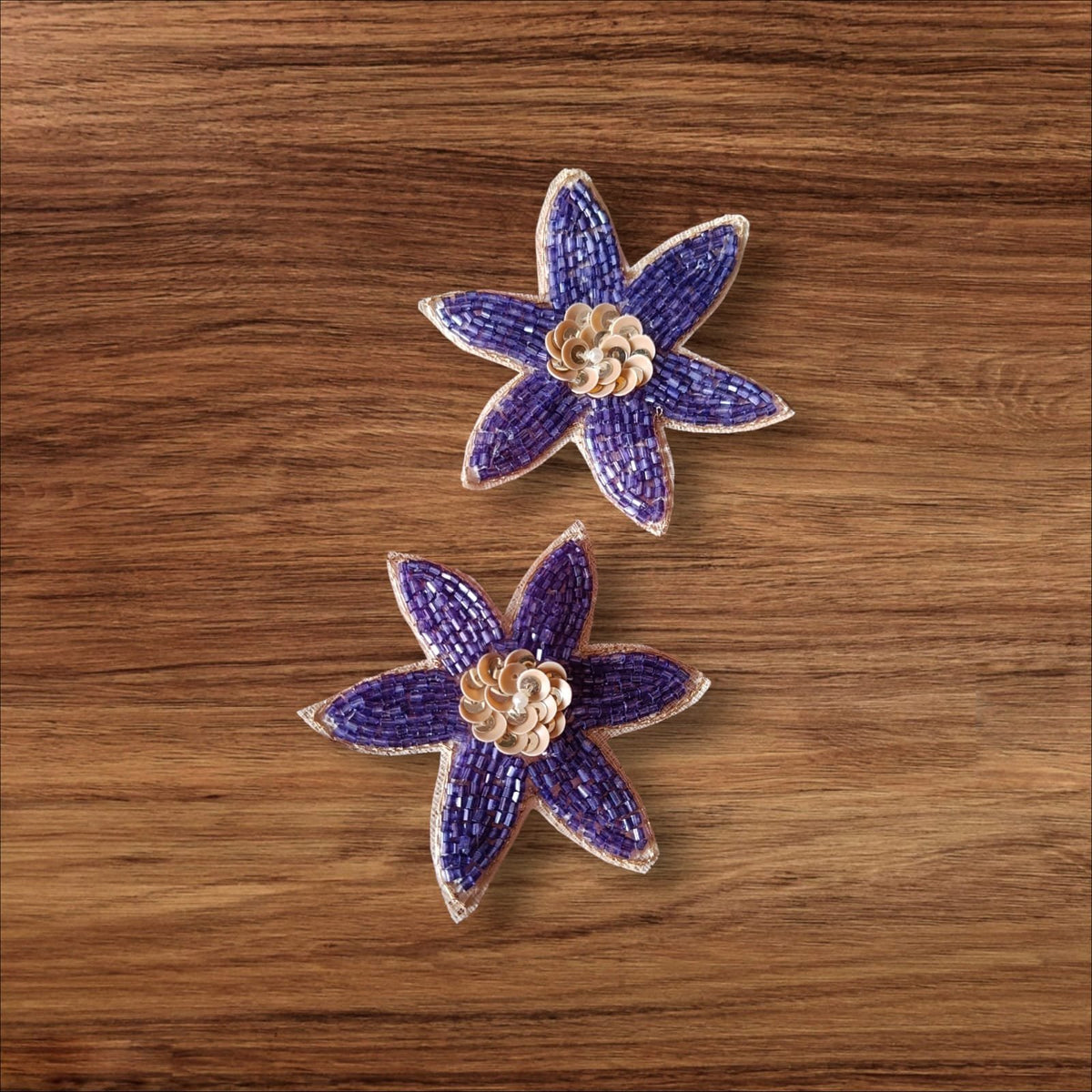 Dark Purple Flower Buti Patches - 10pc