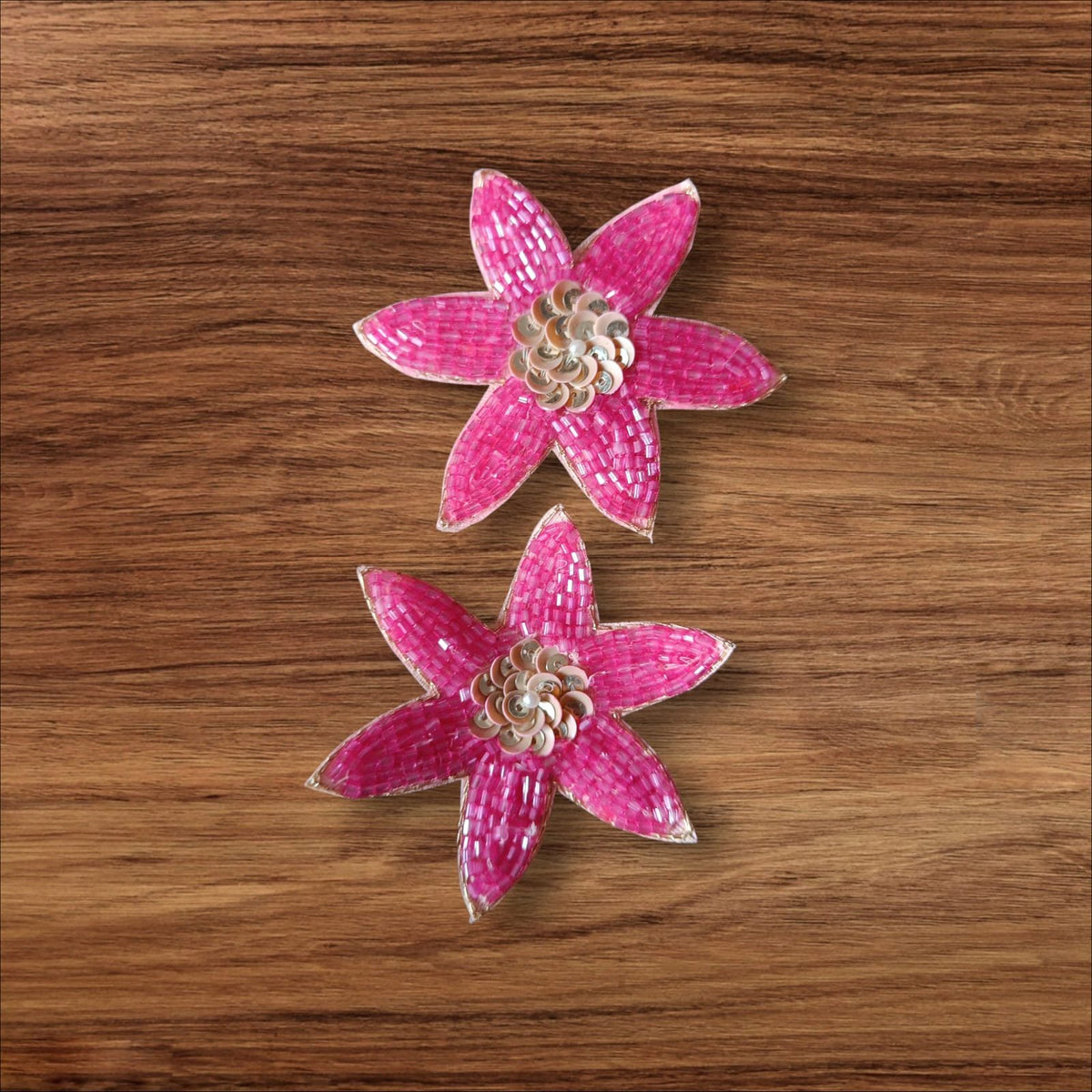 Dark Pink Flower Buti Patches - 10pc