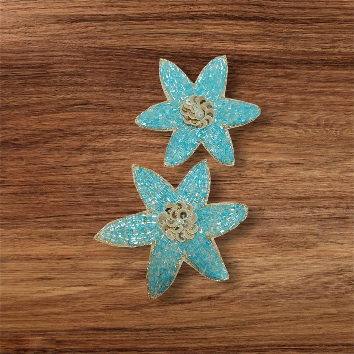 Sky Blue Flower Buti Patches - 10pc