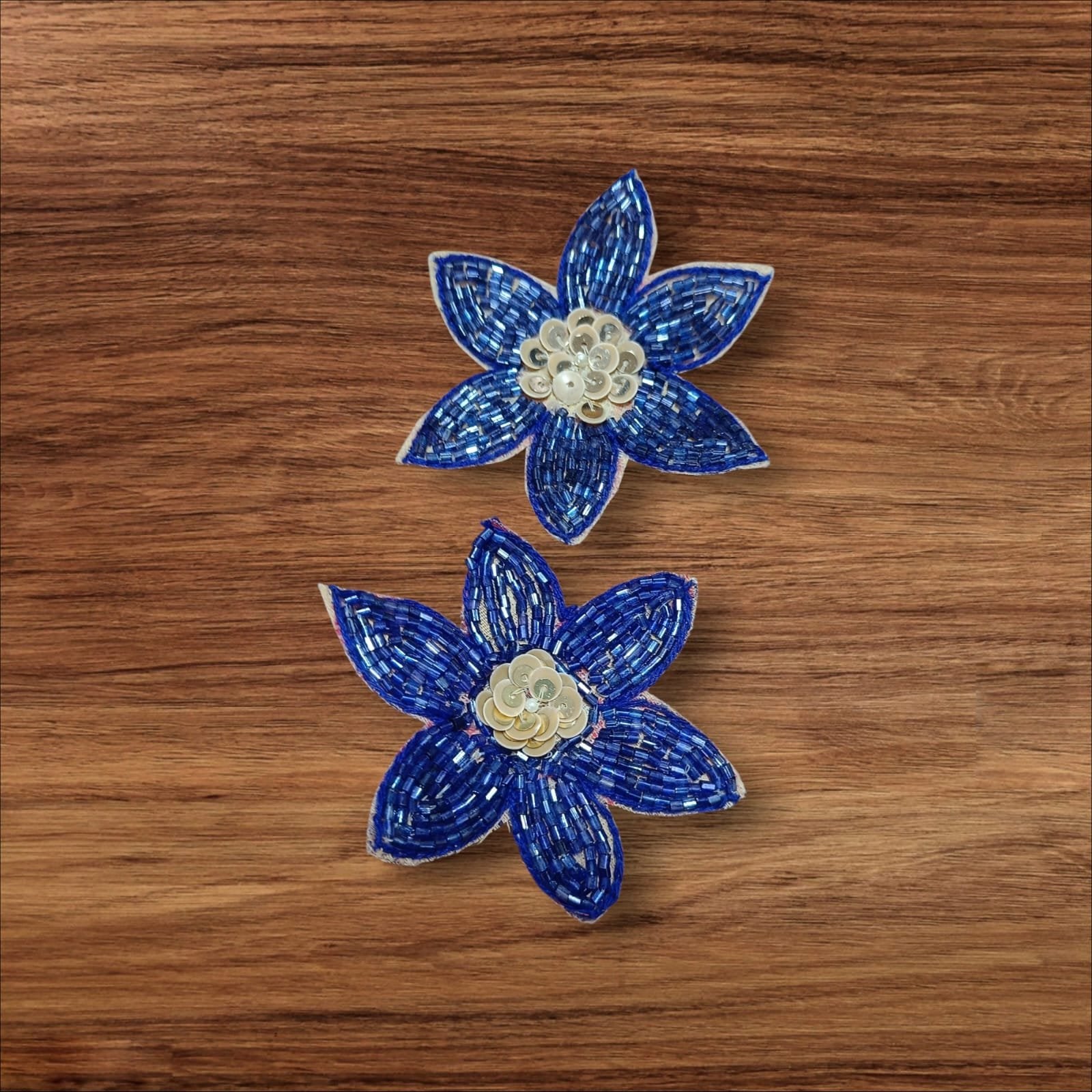 Dark Blue Flower Buti Patches - 10pc