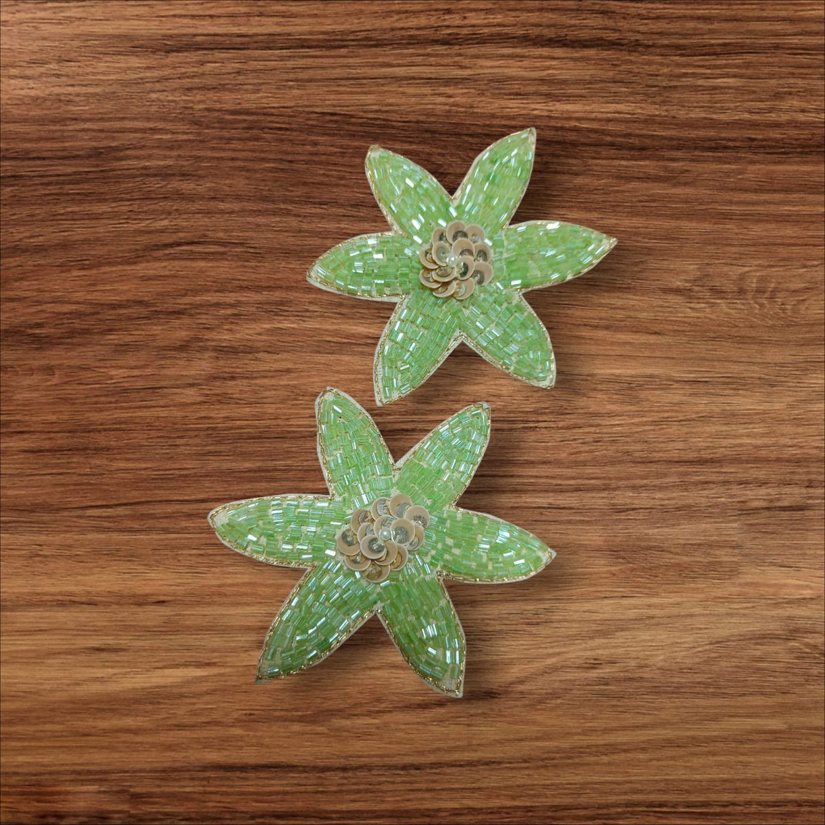 Mint Green Flower Buti Patches - 10pc