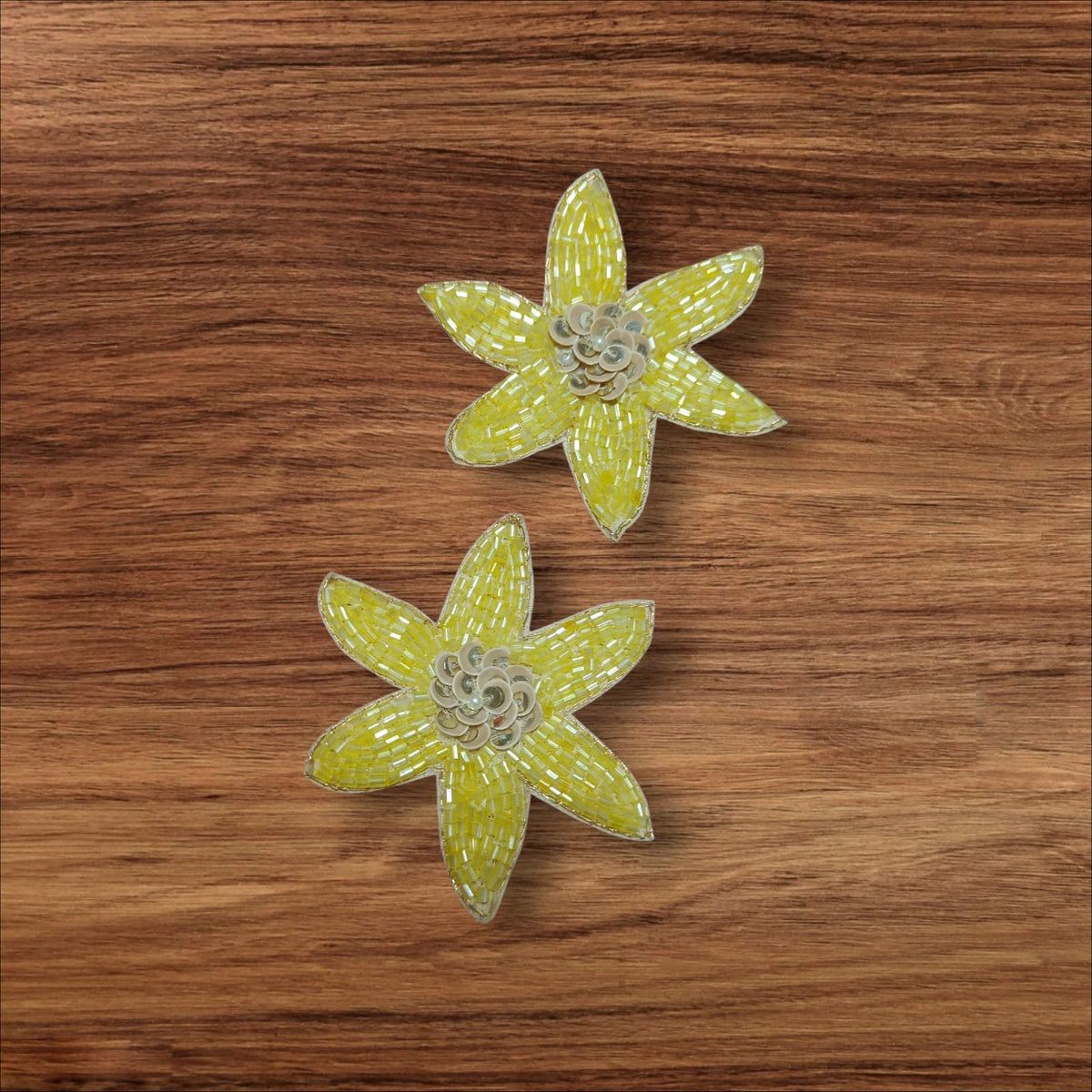 Lemon Yellow Flower Buti Patches - 10pc