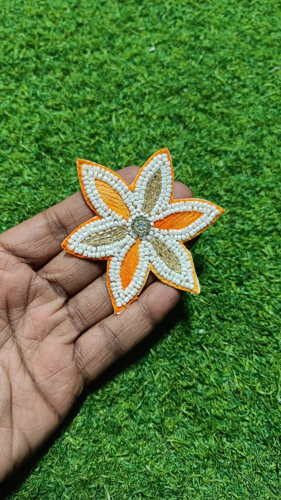 Golden Orange Flower Buti Patches - 10pc