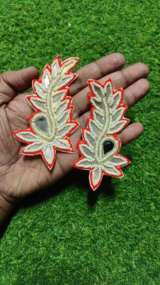Red Mirror Leaf Buti patches - 10pc