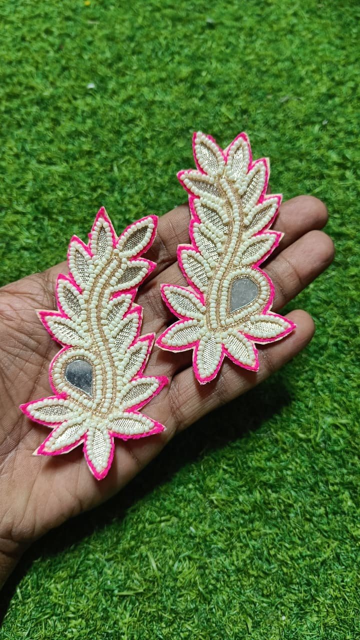 Pink Mirror Leaf Buti patches - 10pc