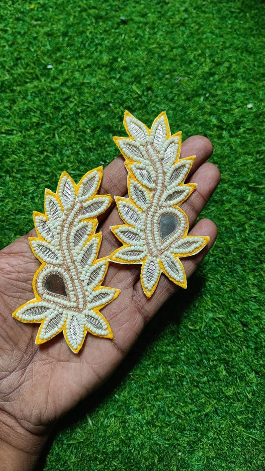 Yellow Mirror Leaf Buti patches - 10pc