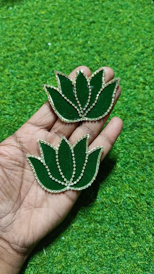 Dark Green Lotus Buti Patches - 10pc