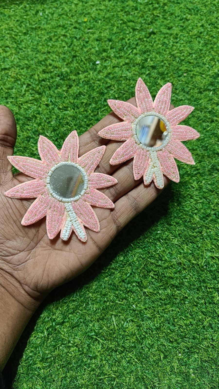 Baby Pink Sun Flower Buti Patches - 10pc