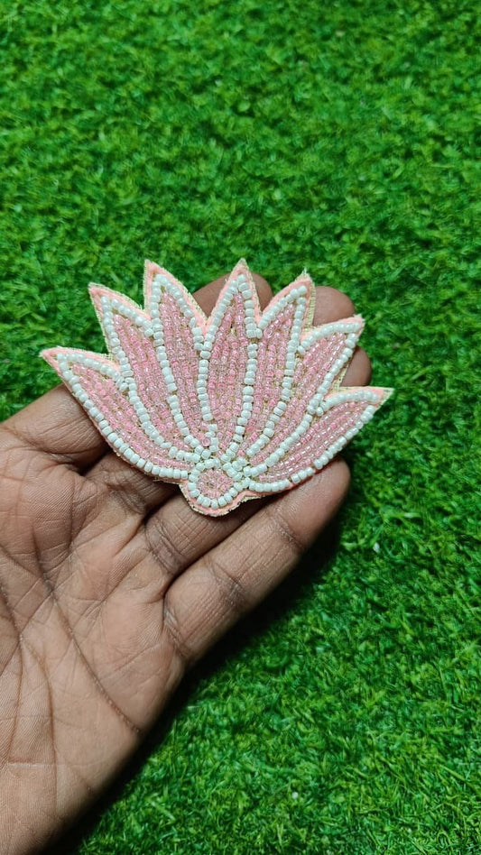 Baby Pink White Half Lotus Buti Patches - 10pc