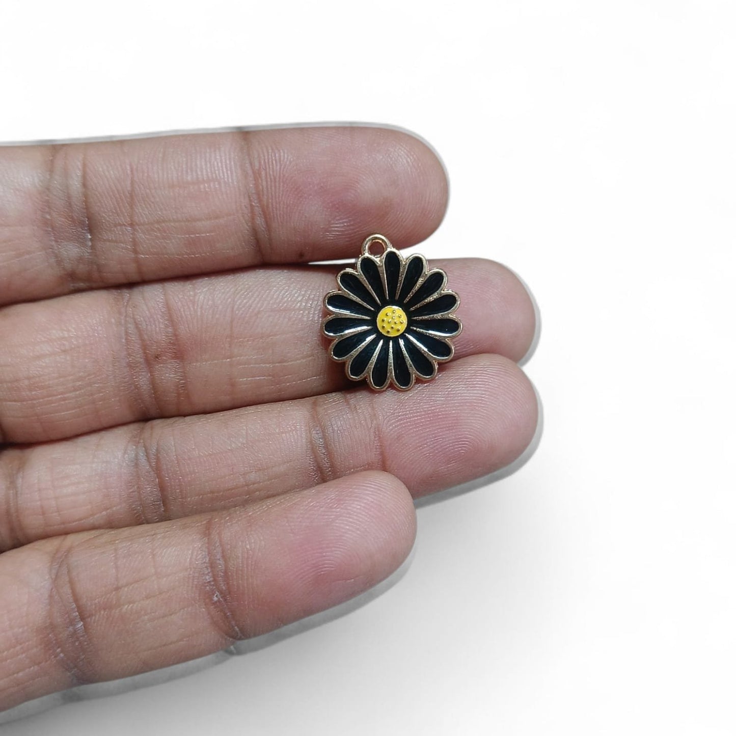 Black Flower Pendant Charms - 1pc
