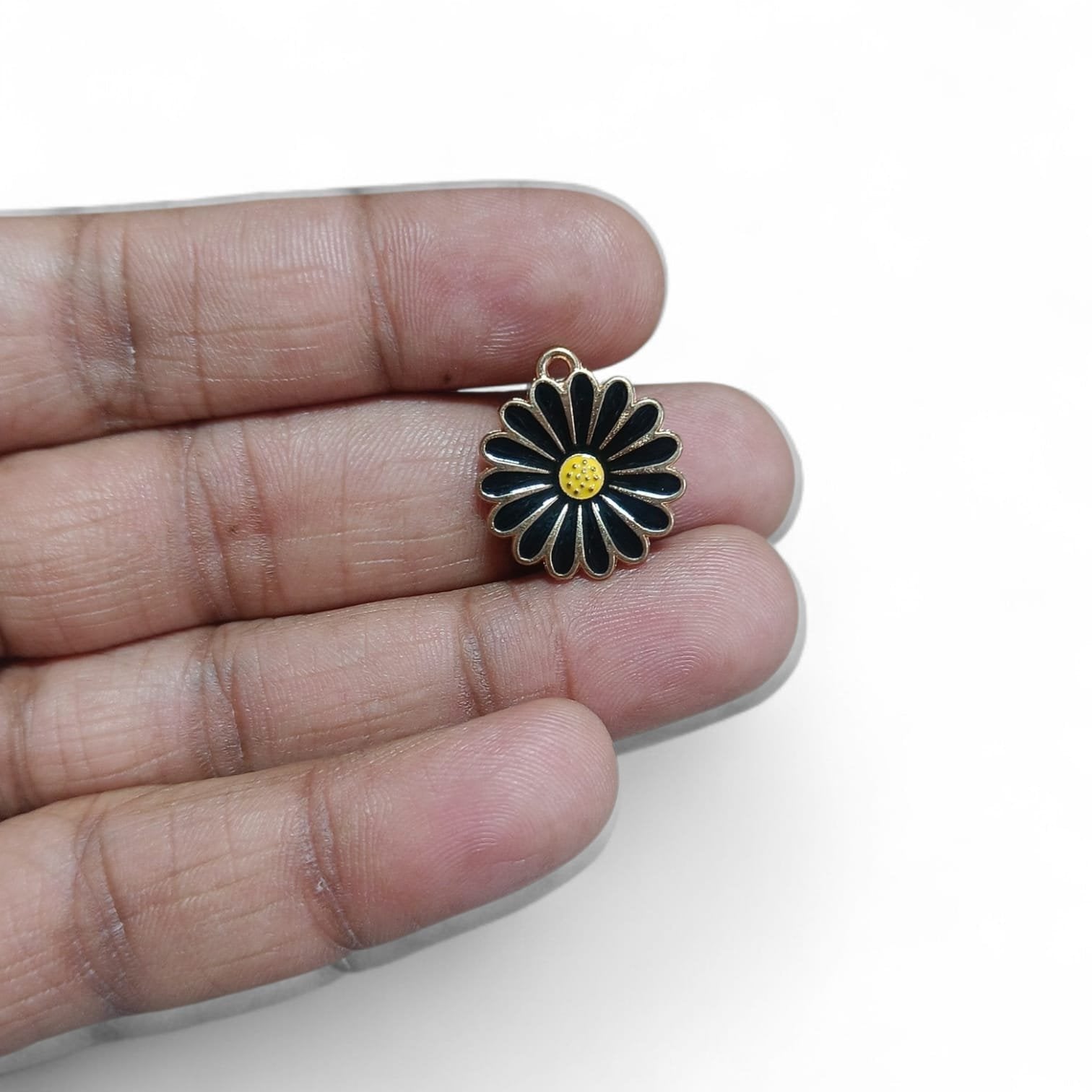 Black Flower Pendant Charms - 1pc