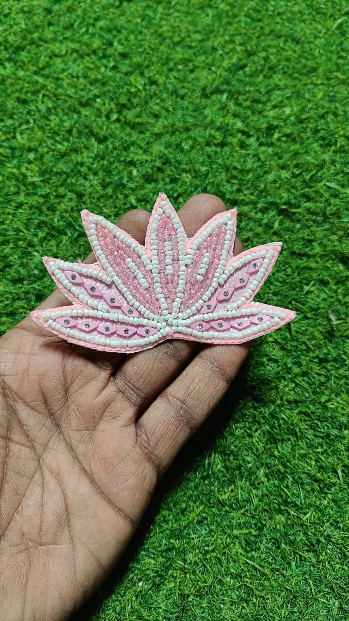 Baby Pink Stone Lotus Buti Patches - 10pc