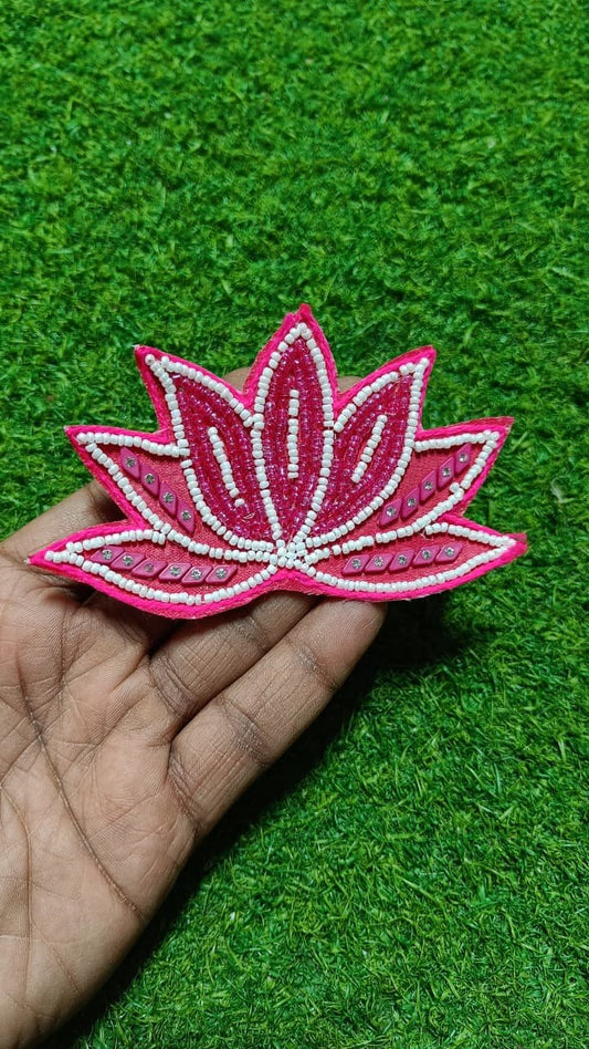 Dark Pink Stone Lotus Buti Patches - 10pc