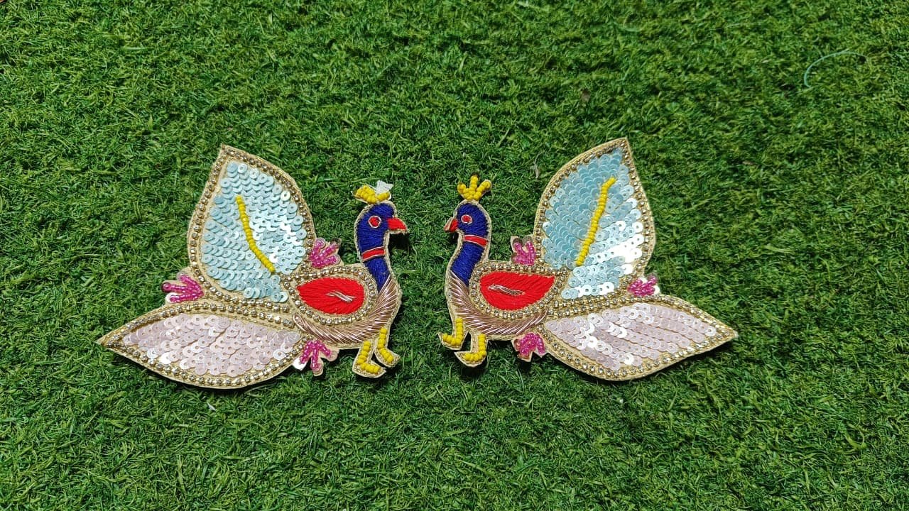Beautiful Pair of Peacock Buti Patches - 2pc