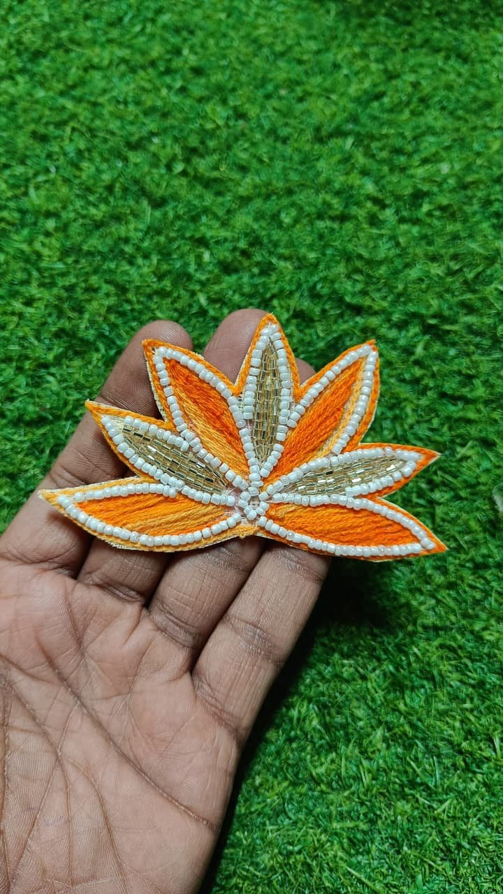 Golden Orange Half Lotus Buti Patches - 10pc