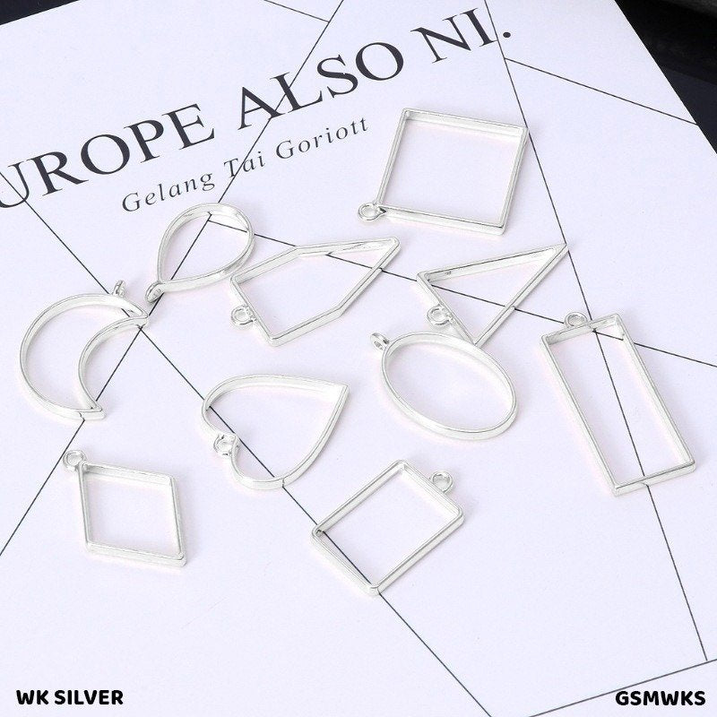 Mix Shape Bezels Set Silver (GSMWKS) - 10pc