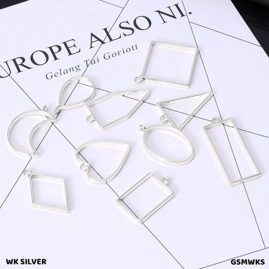 Mix Shape Bezels Set Silver (GSMWKS) - 10pc