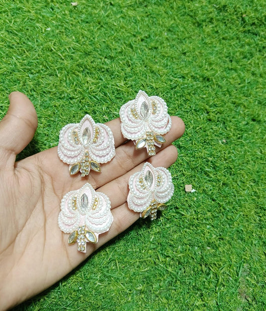 Baby Pink Stone Lotus Buti - 20pc