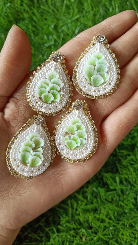 Green Stone Drop Buti - 20pc