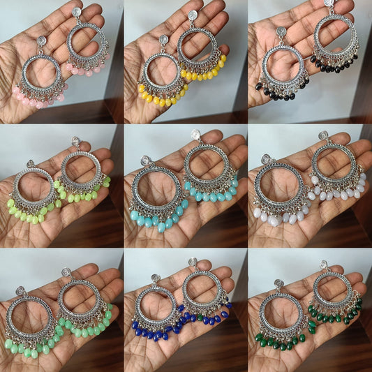 Colorful Round Resin Jhumka - 1pair
