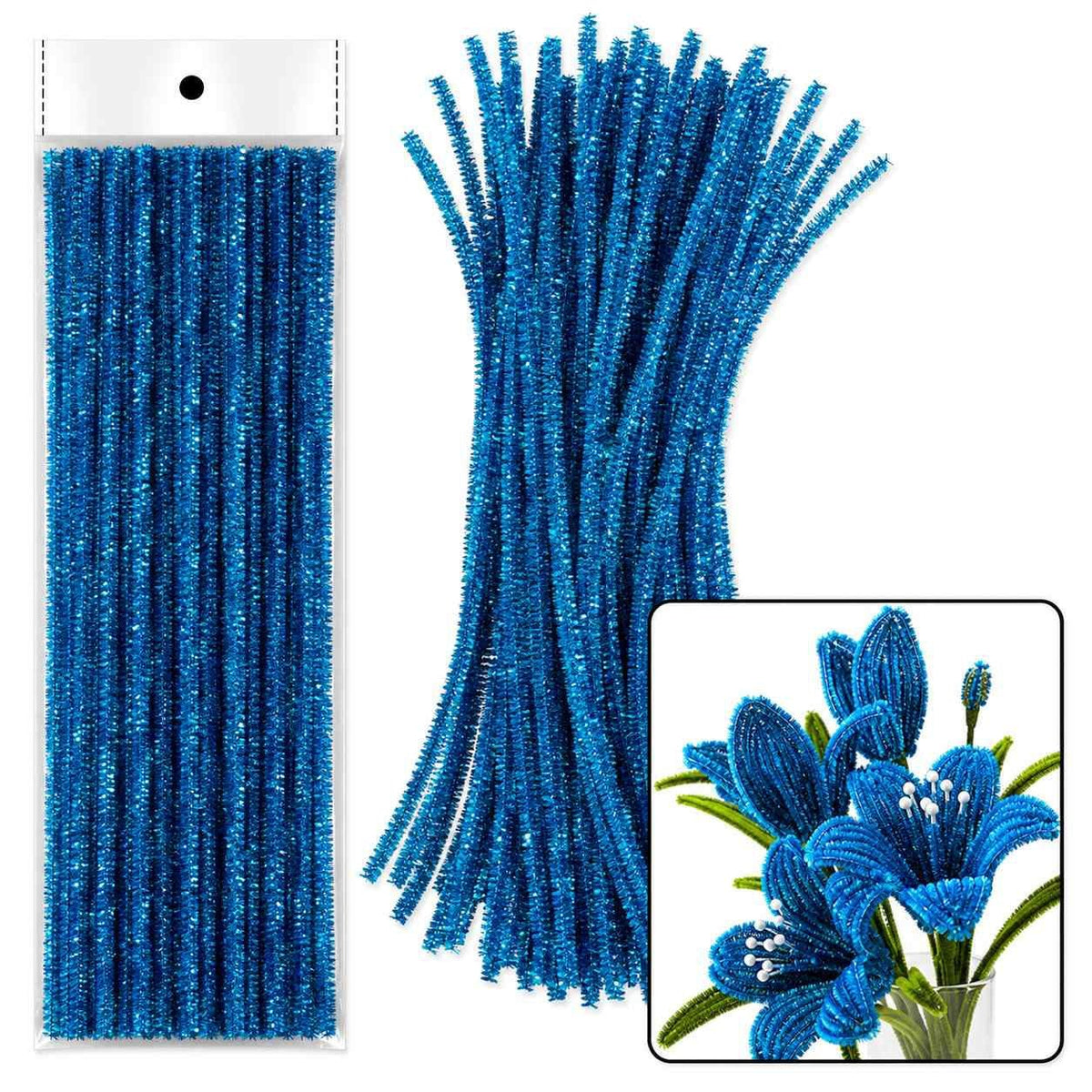 Glitter Pipe Cleaner Navy Blue (A088) – 100pc