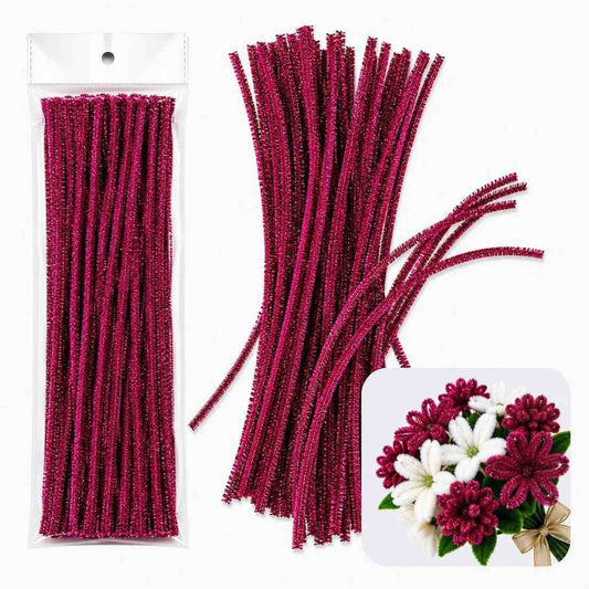 Glitter Pipe Cleaner Fuchisa (A087) – 100pc