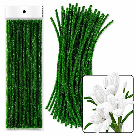 Glitter Pipe Cleaner Dark Green (A085) – 100pc