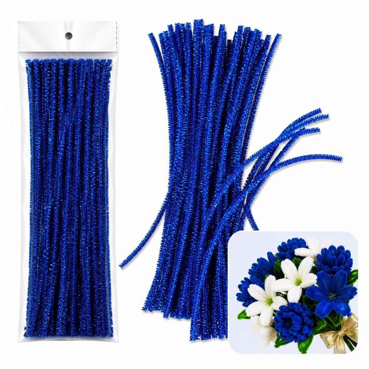 Glitter Pipe Cleaner Royal Blue (A084) – 100pc