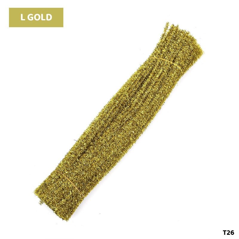Glitter Pipe Cleaner L Gold (T26) - 100pc