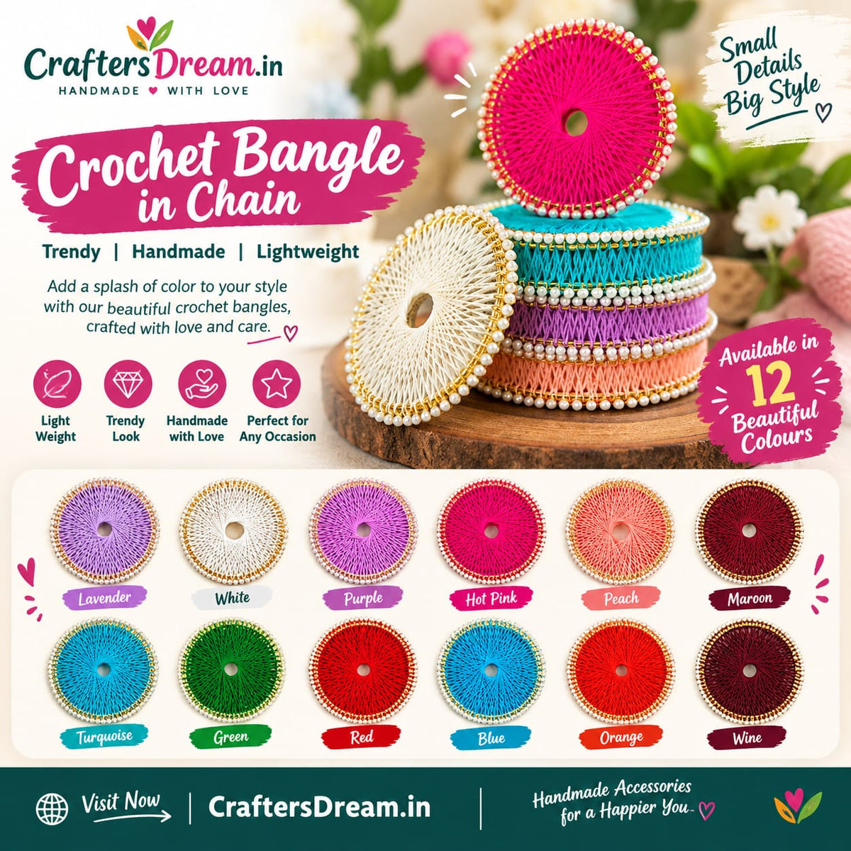 Crochet Bangles 6inch - 2pc
